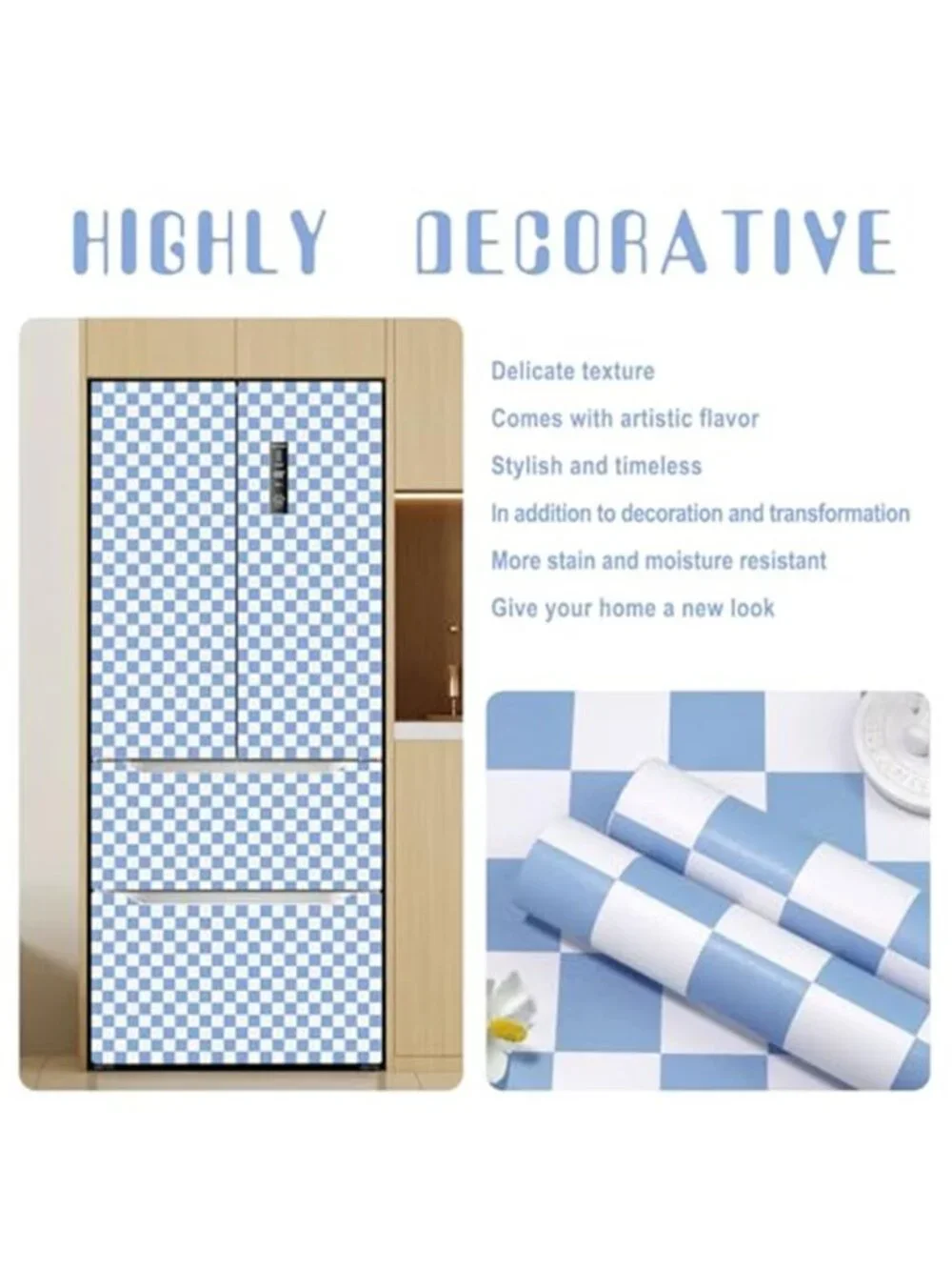Blue Checkered Peel Stick Wallpaper Checkerboard Contact Paper Removable Vinyl